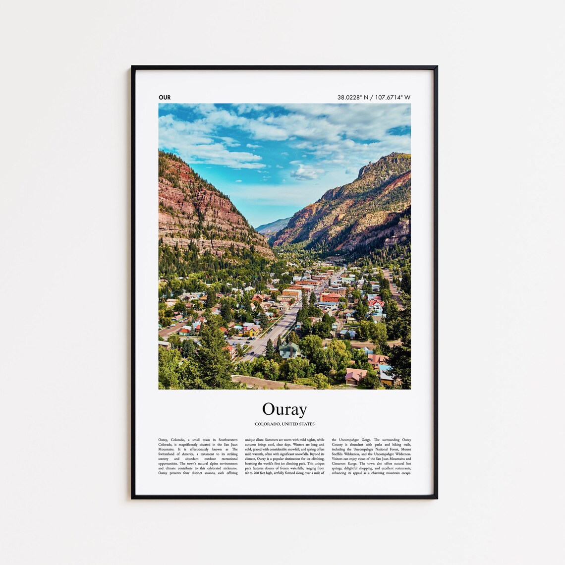Ouray Colorado Scenic San Juan Mountain Valley Aerial Poster