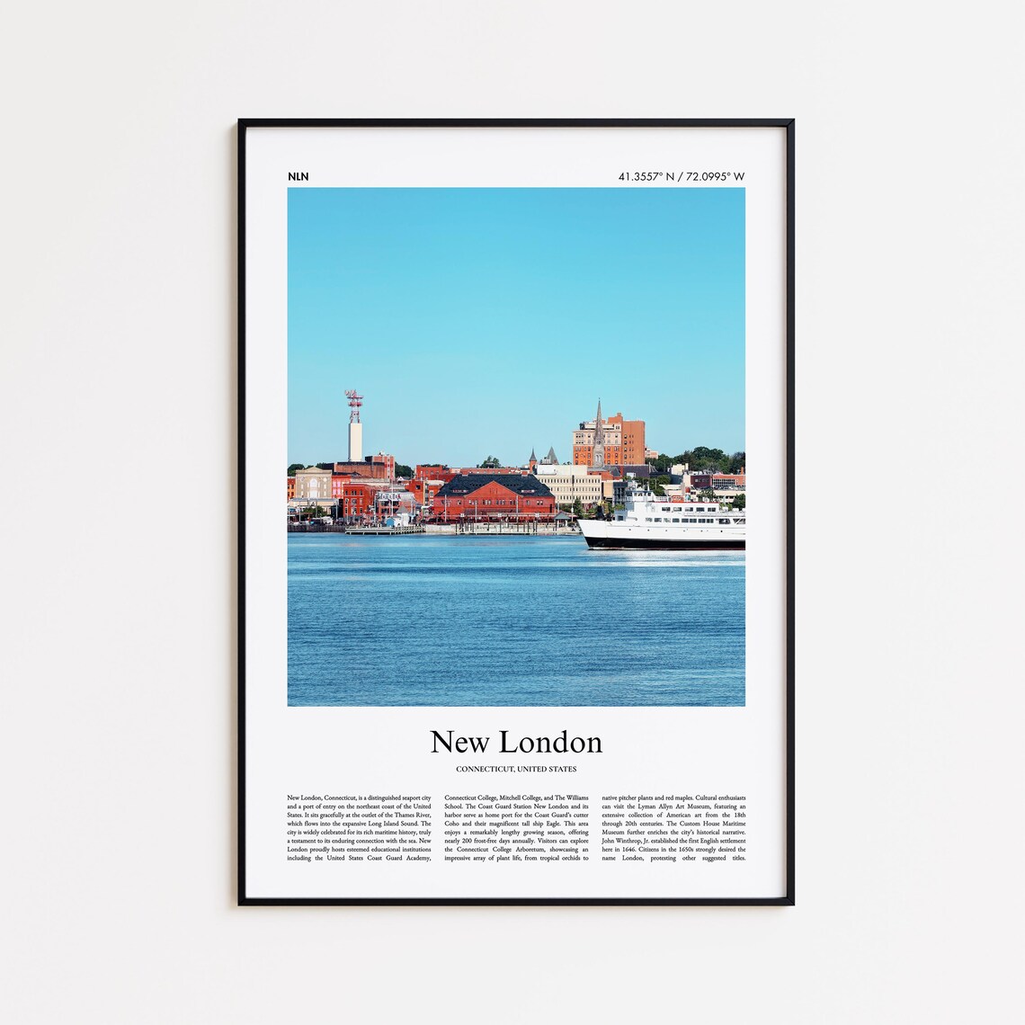 New London Color Print Real Photo Poster Travel Gift Connecticut United States Usa Wall Art