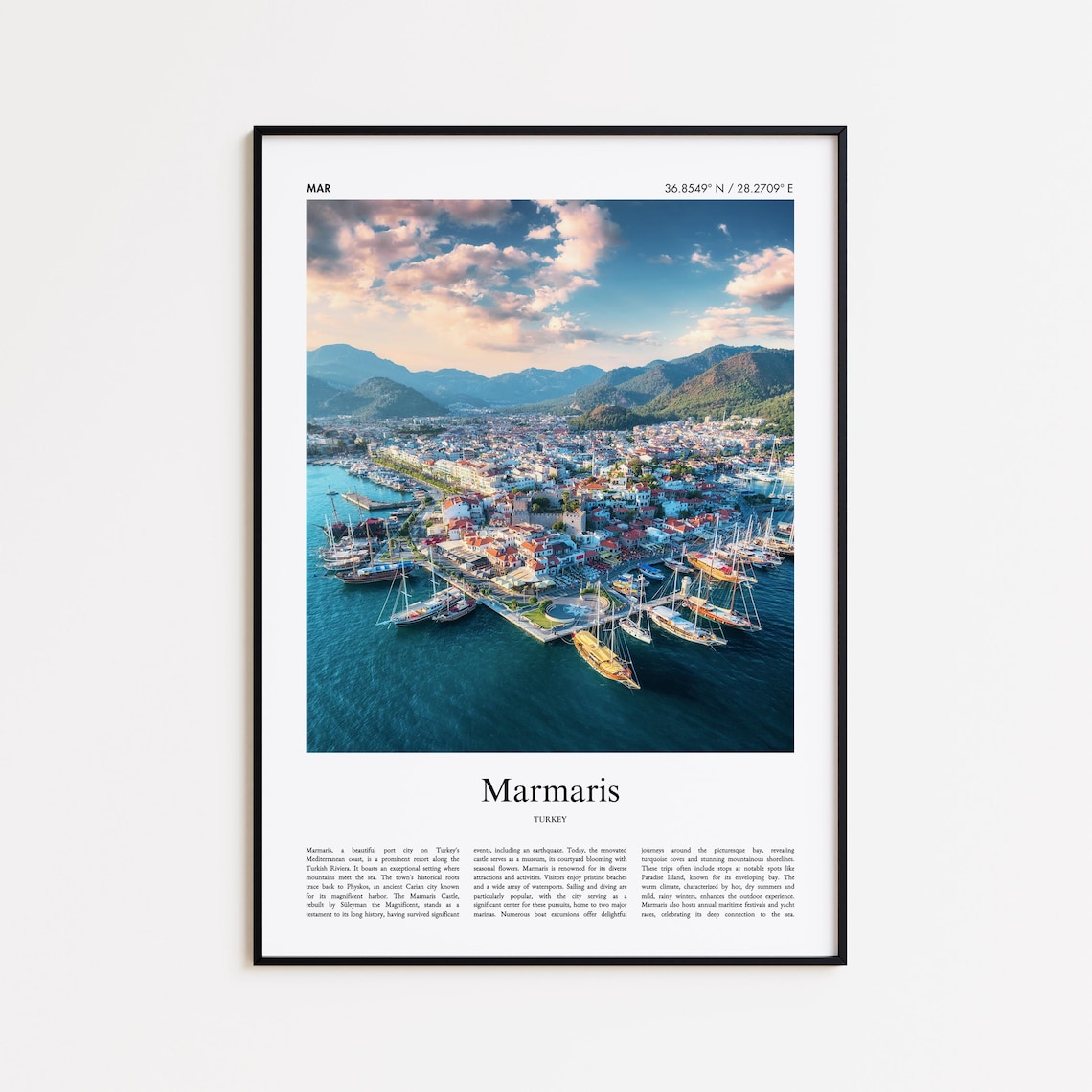 Marmaris Turkey Aerial Marina Harbor View Color Travel Photo Poster