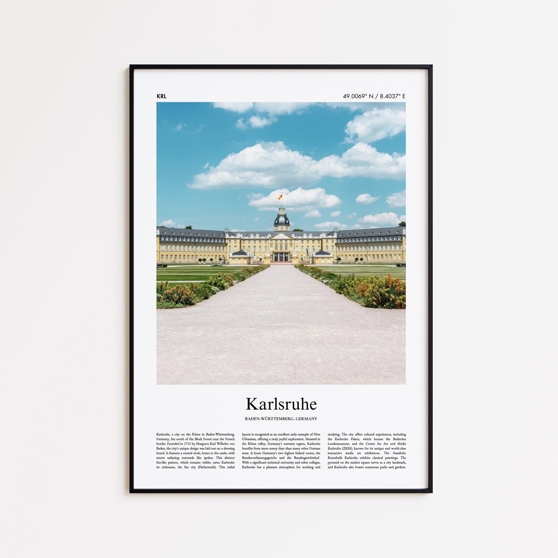 Karlsruhe Germany Palace Gardens Baroque Architecture Photo Poster