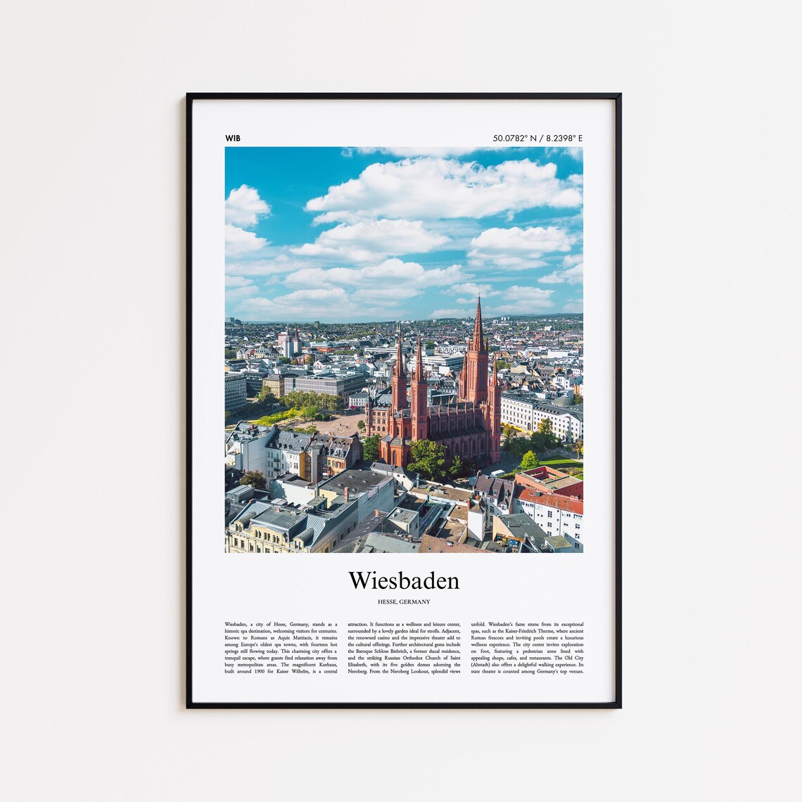 Wiesbaden Color Print Travel Poster, Minimal City