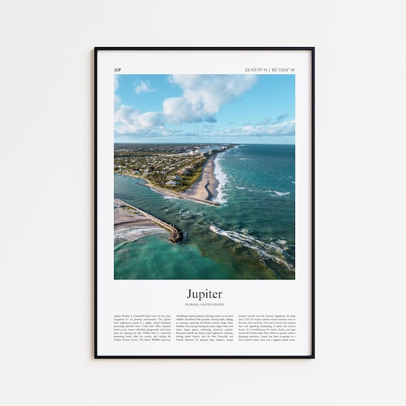 Jupiter Florida Atlantic Inlet Aerial Beach Waves Photography Poster