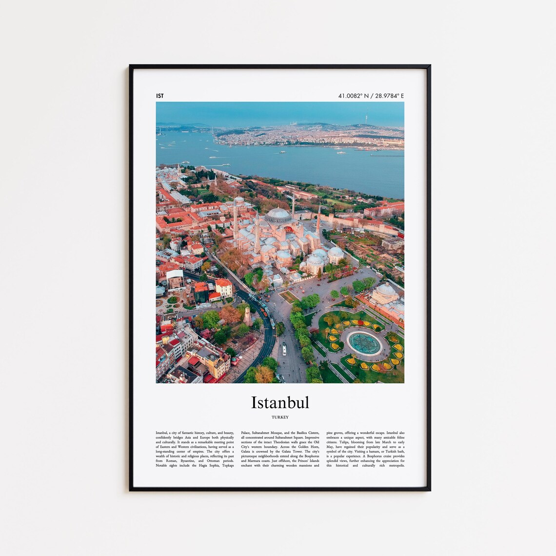 Istanbul Turkey Hagia Sophia Color Photo Travel Poster Coordinates