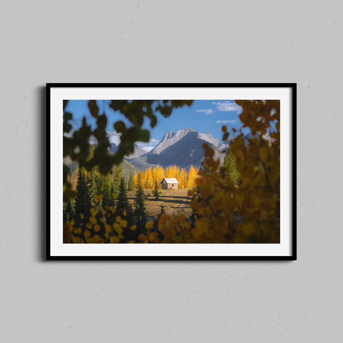 Colorado Autumn Cabin Golden Aspen Mountain Meadow Photo Poster