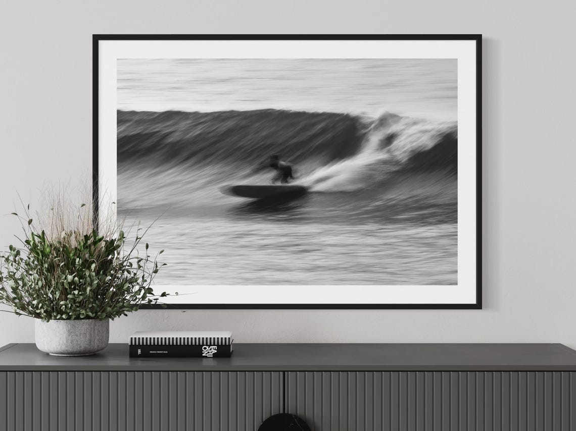 Surfing Wall Art Surfboard Photography Print Coastal Home Decor Black White Abstract Artwork Ocean Framed Surf Photo