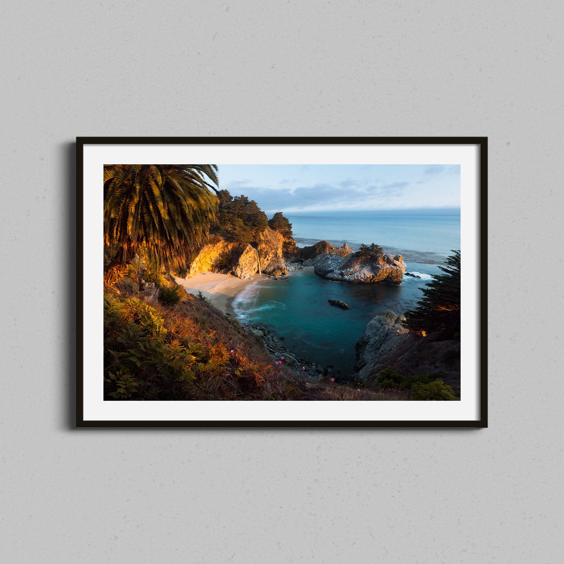McWay Falls Big Sur Sunset Photography Poster Waterfall Cove Art