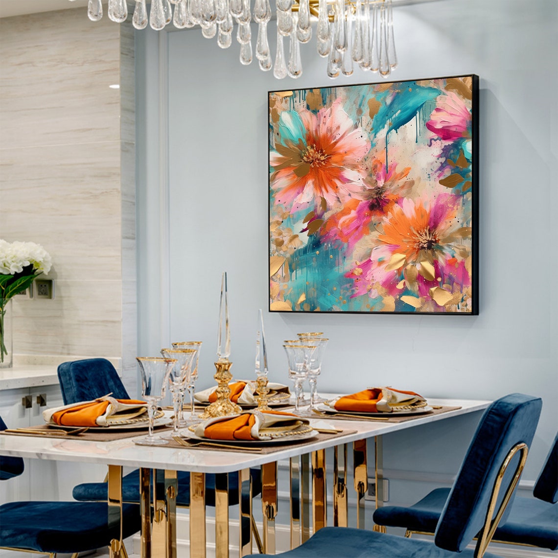 Large Original Flower Oil Painting On Wall Art Abstract Pink Floral Landscape Painting Custom Painting Living Room Home Decor - Image 6