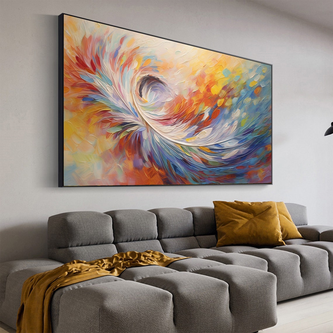 Colorful Swirling Feather Vortex Abstract Modern Decorative Poster - Image 6