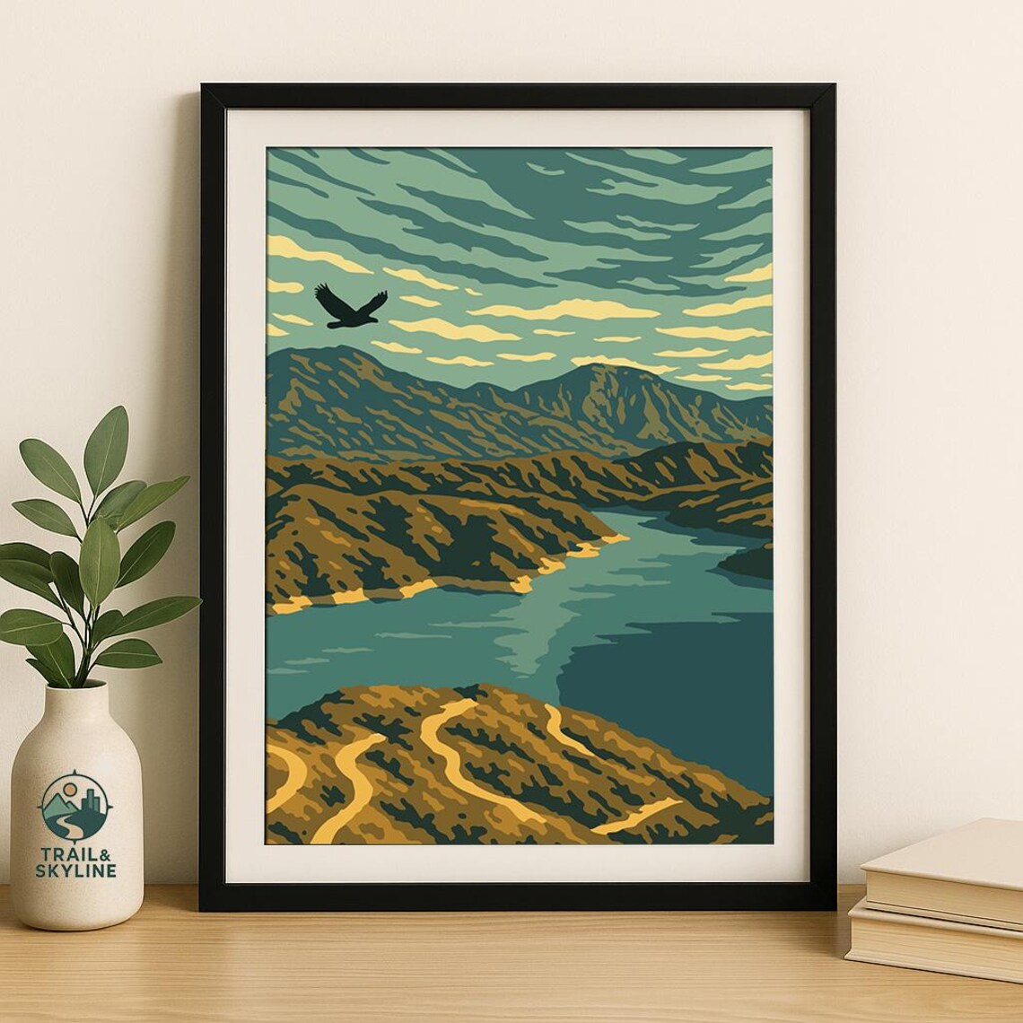 Bovilla Lake Albania Scenic Mountain Lake Vintage Travel Poster