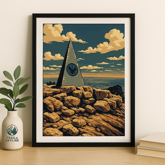 Texas Signal Peak Summit Marker Obelisk Sunset Hiking Poster