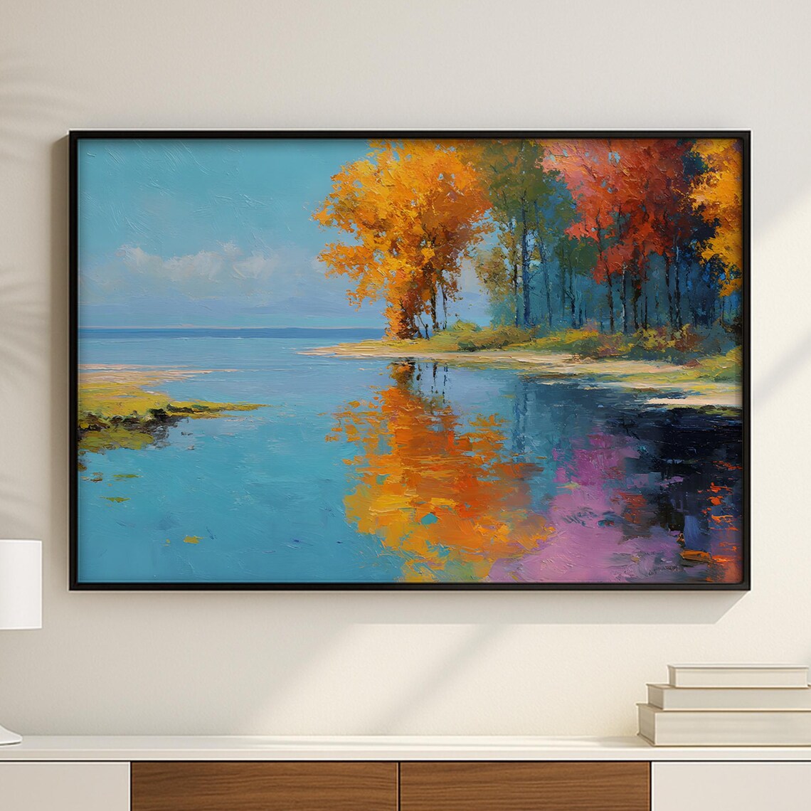 Autumn Lake Oil Painting For Samsung Frame Tv