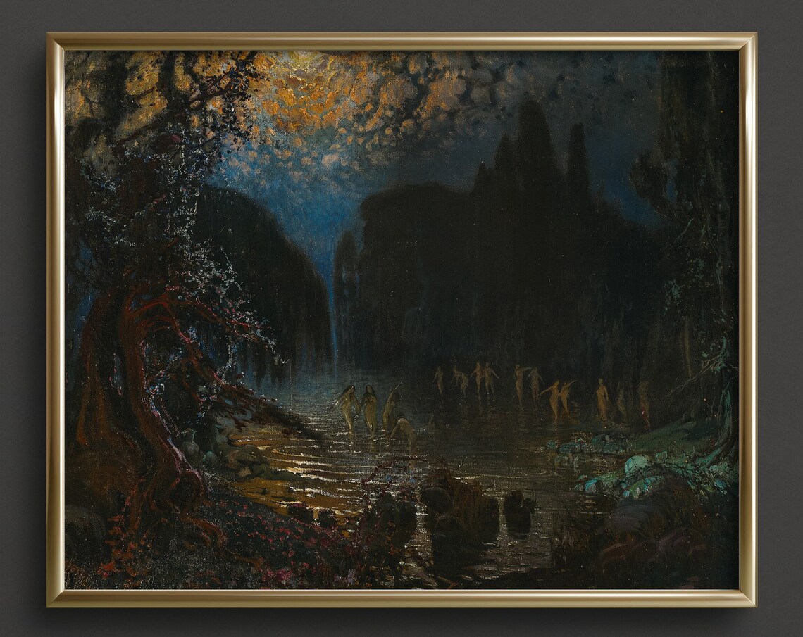 Nymphs by Antonio Muñoz Degrain, Dark Academia Art Print