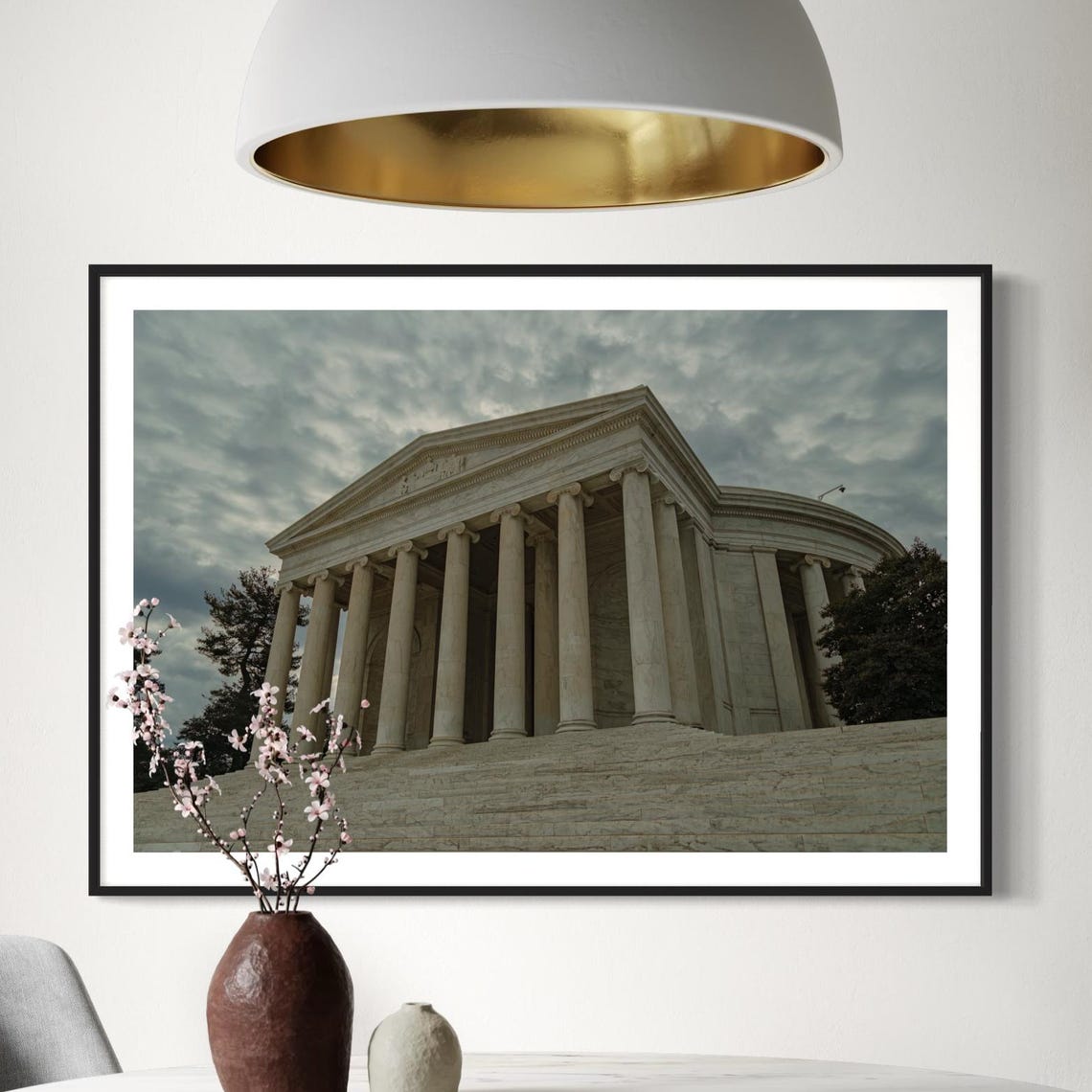 Thomas Jefferson Memorial Columns Cloudy Sky Landmark Photo Poster