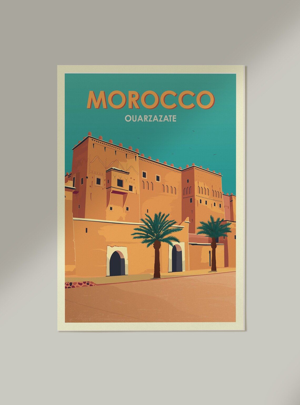 Ouarzazate Morocco Orange Kasbah Fortress Desert Travel Poster - Image 2