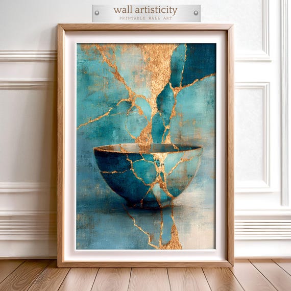 Kintsugi Wall Art, Wabi Sabi Zen Abstract Art