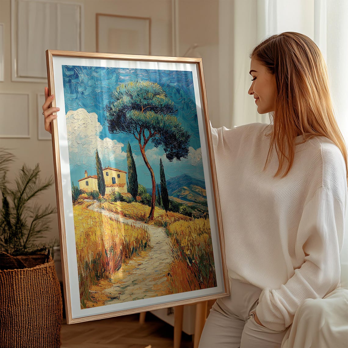 Van Gogh Inspired Tuscan Landscape, Rustic Countryside Art Print - Image 3
