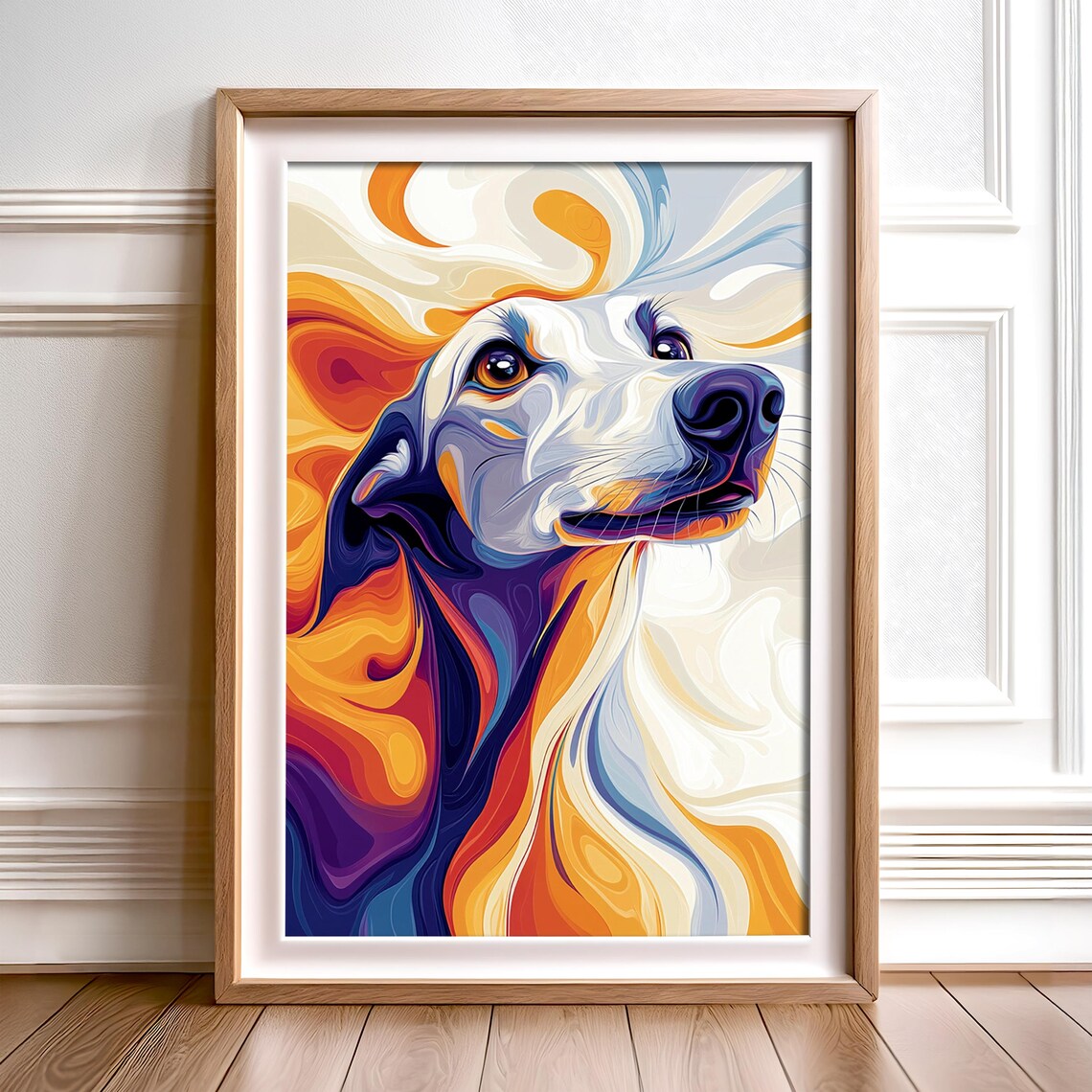 Colorful Abstract Dog Art, Modern Pet Portrait