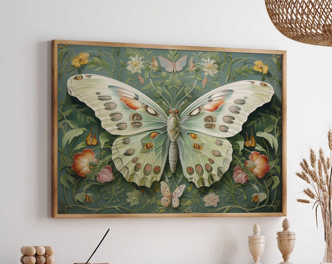 William Morris Inspired Butterfly Art Print, Woodland