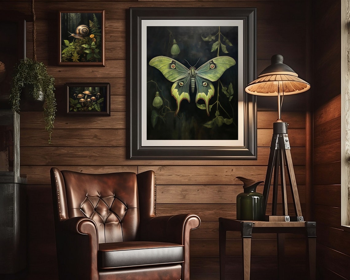 Luna Moth Botanical Gothic Art Print, Whimsigoth - Image 3