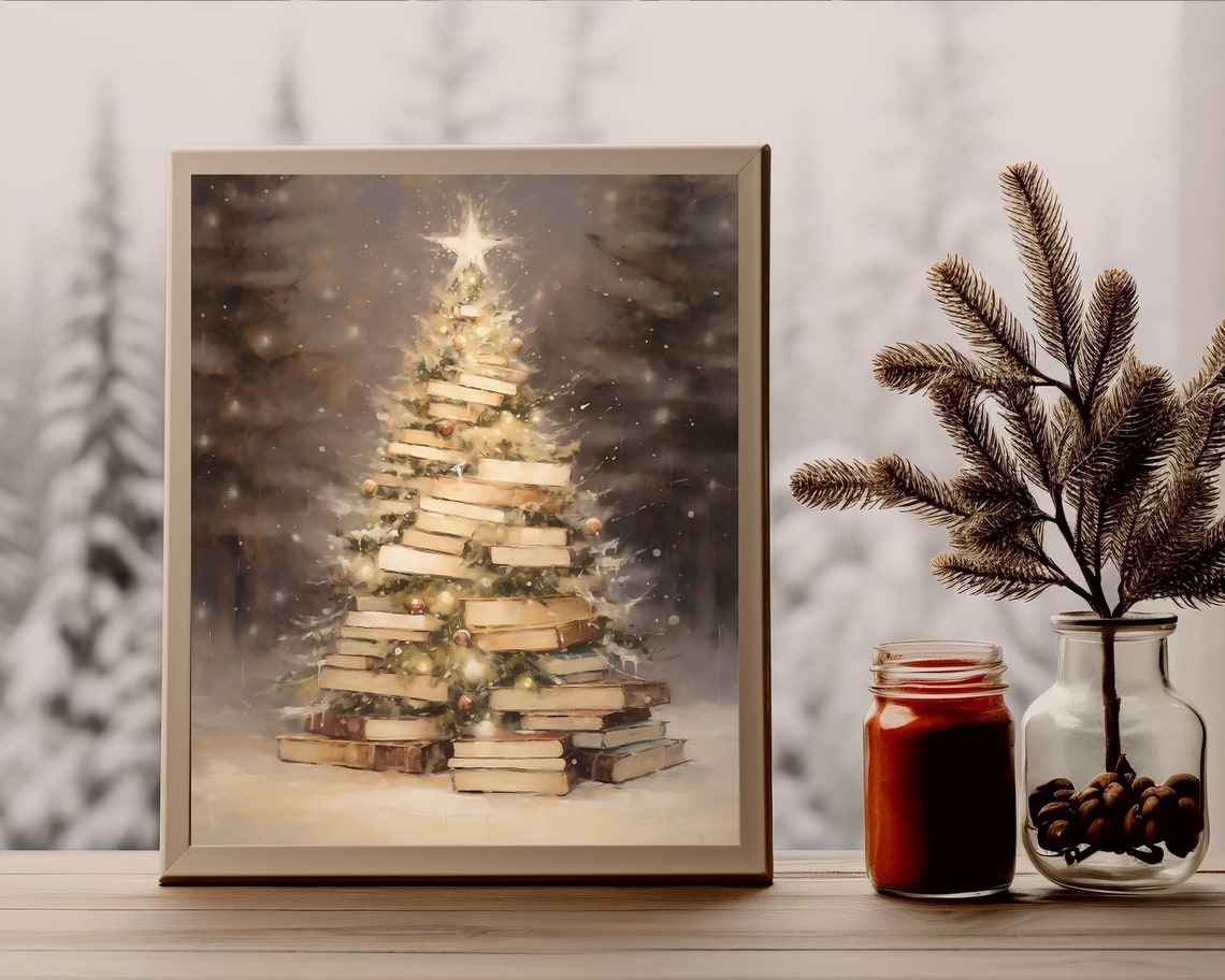 Christmas Tree Of Books, Vintage Holiday Art Print - Image 3