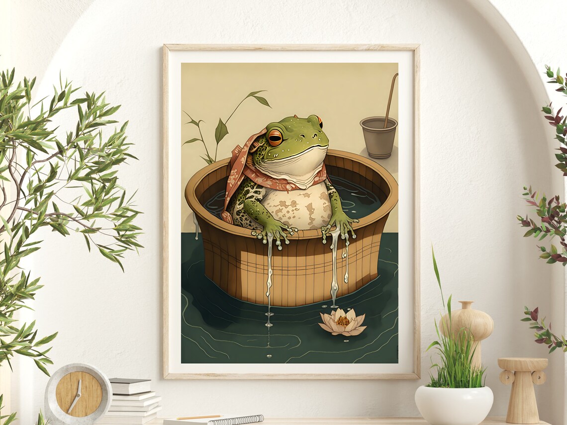 Japanese Frog, Matsumoto Hoji Vintage Bathroom Art Print