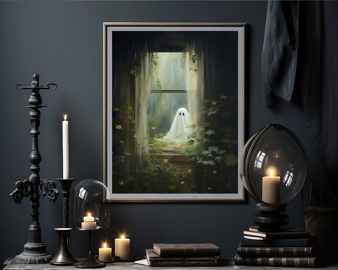 Ghost Outside Window, Gothic Spooky Wall Art Print - Image 4