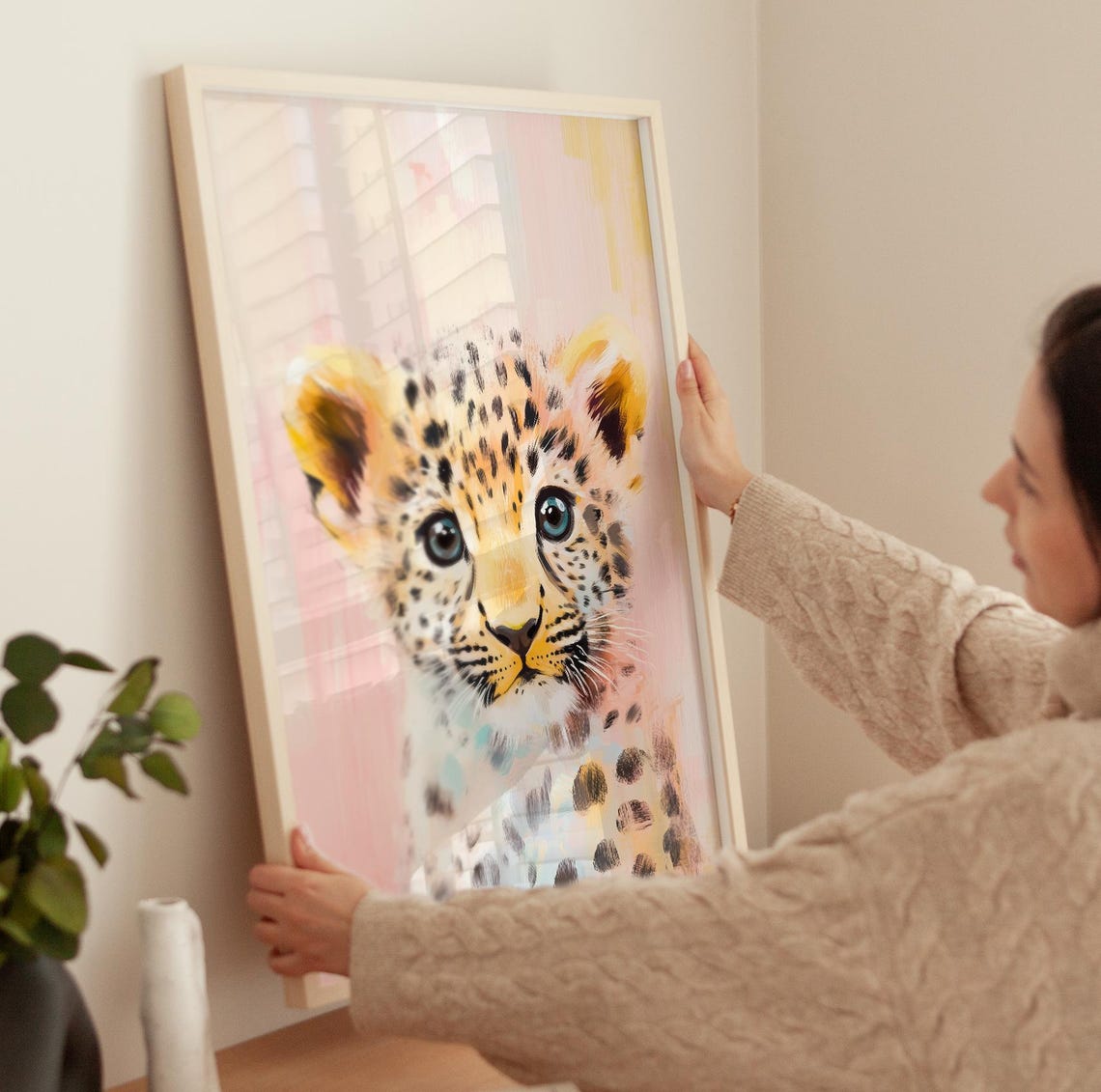 Baby Tiger Art Tiger Poster Baby Animals Nursery Decor Animal Print Safari Jungle Animal Print Soft Colours Painting - Image 4