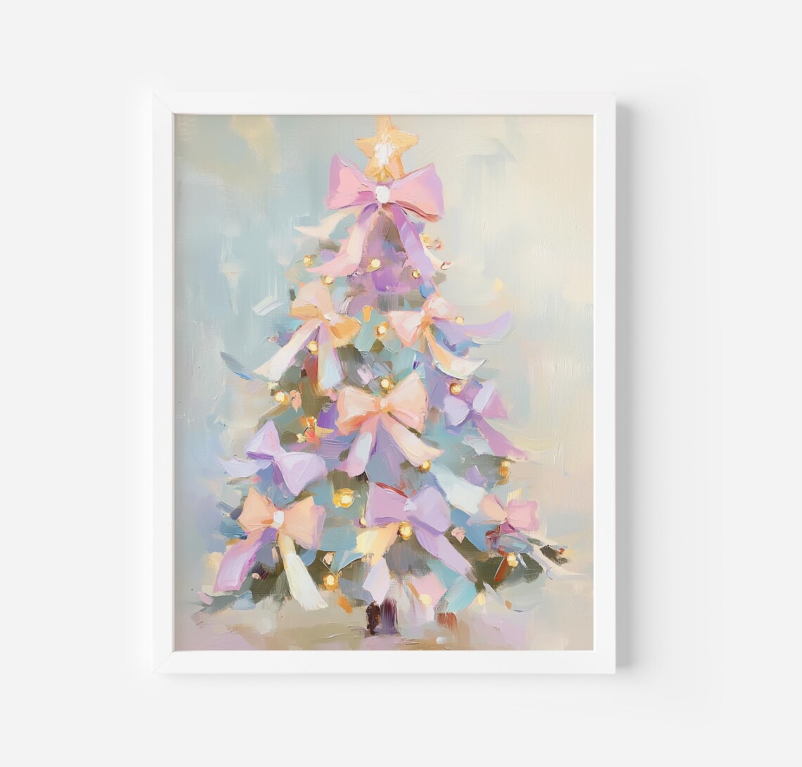 Coquette Christmas Tree Art, Winter Holiday Print - Image 3