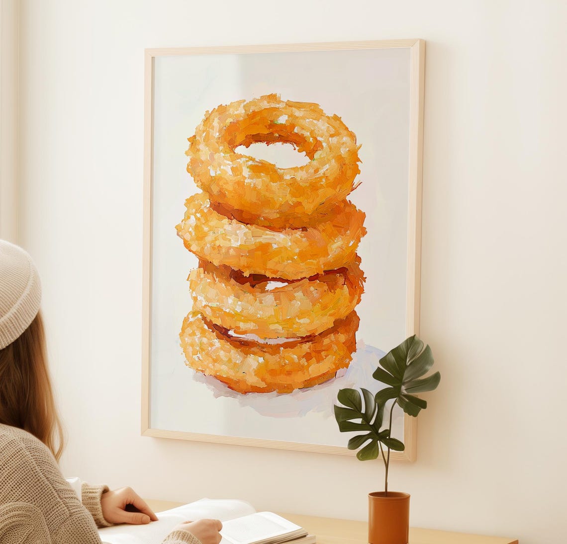 Extra Crispy Golden Onion Rings Stack Retro Snack Food Art Poster - Image 2