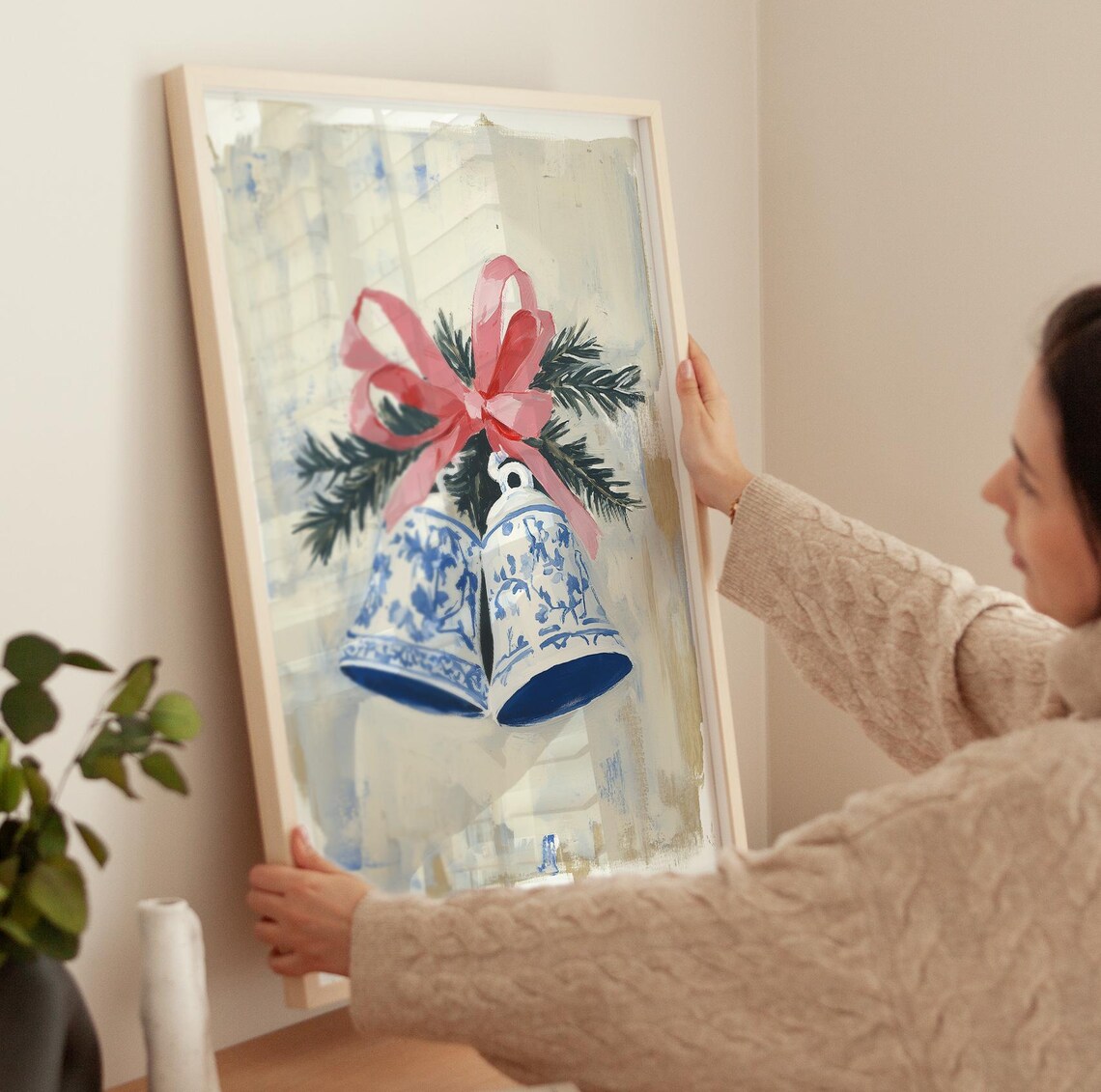 Chinoiserie Christmas Bells Vintage Holiday Art Print - Image 3