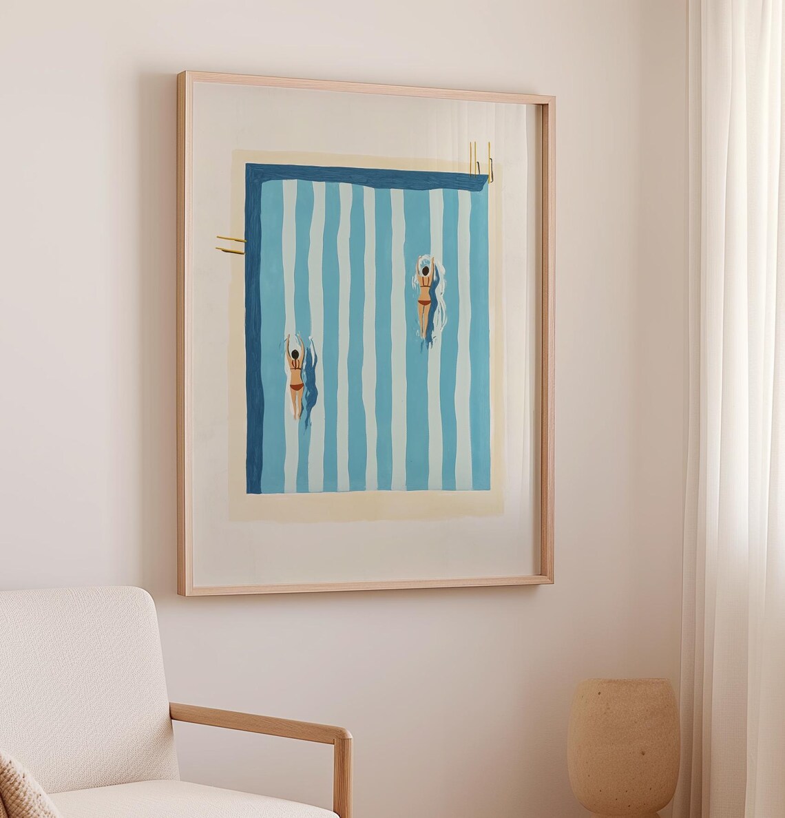 Girls Swimming Pool Retro Aesthetic Wall Art Print - Image 2