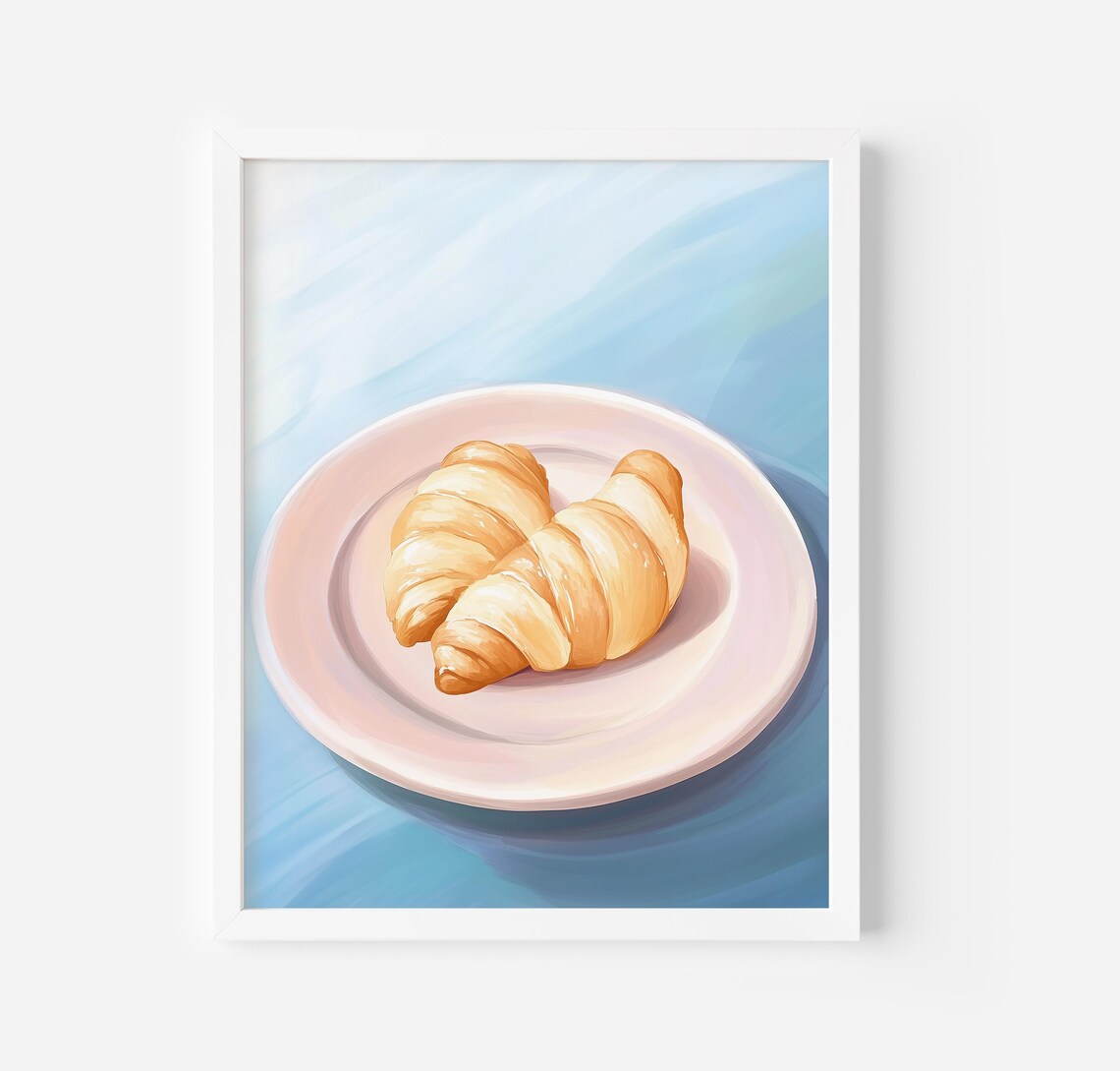 Croissant Wall Art Print, Girly Kitchen Decor