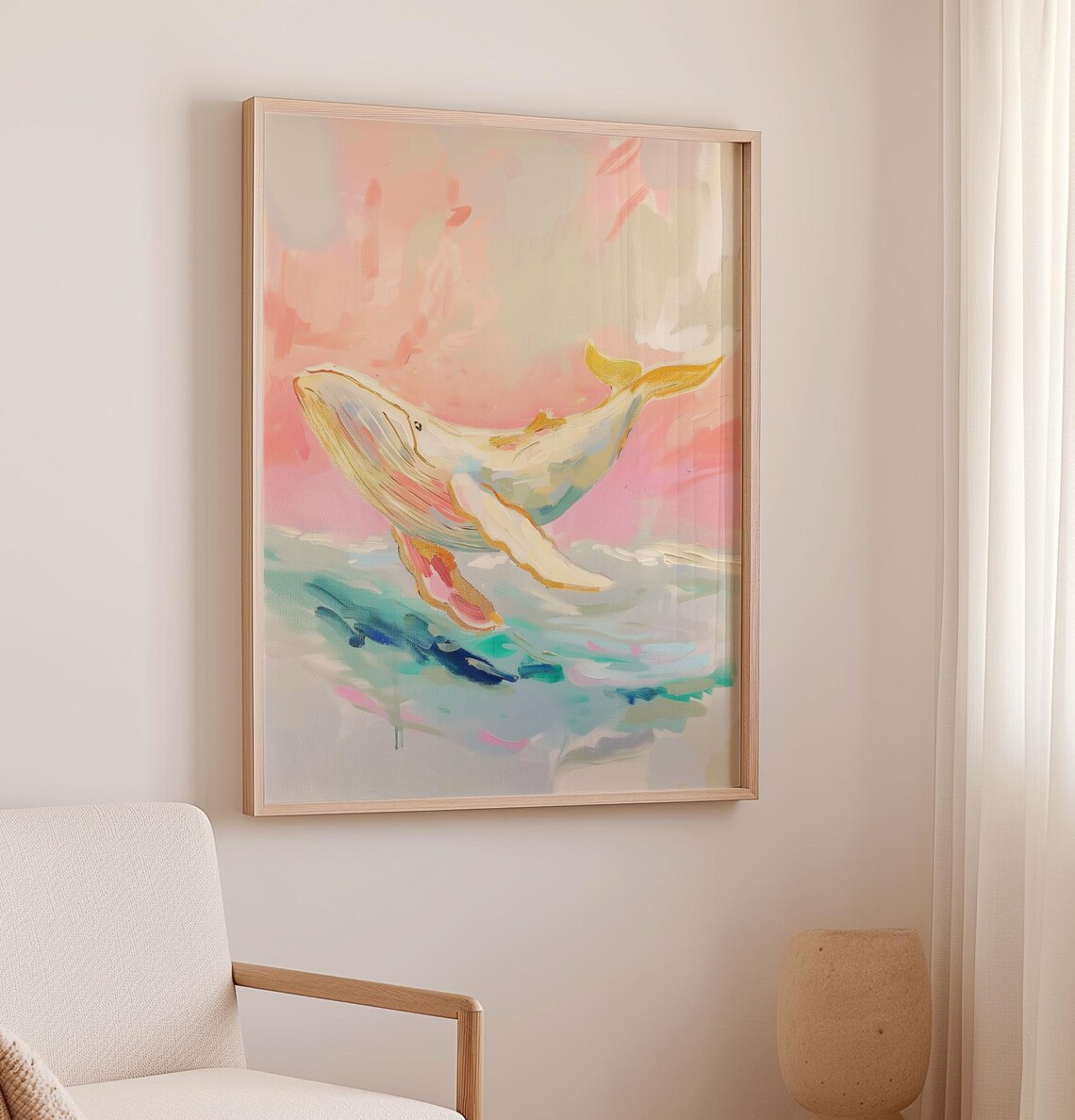 White Whale Art Print, Ocean Nursery Wall Decor - Image 3