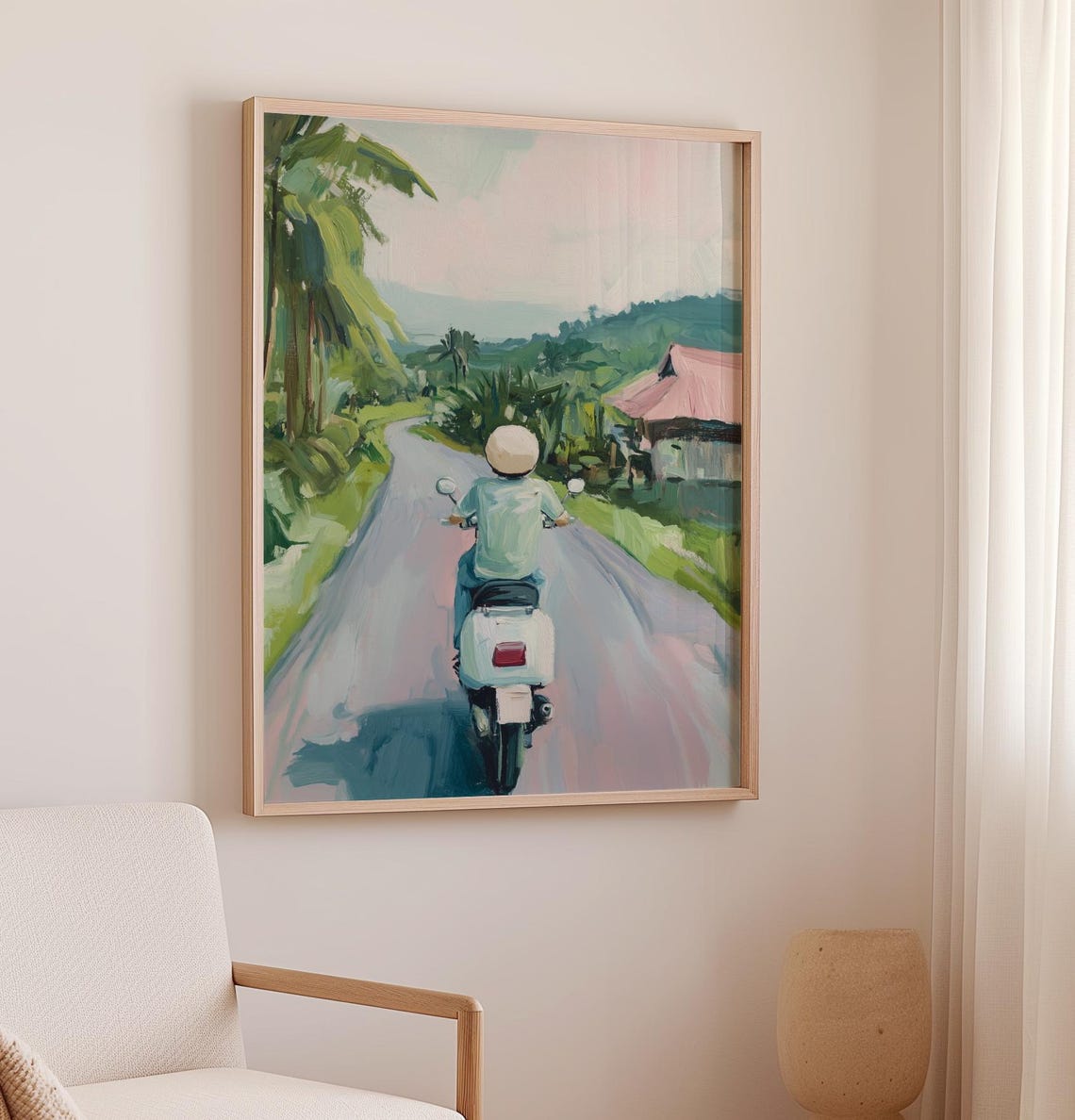 Scooter Ride Down Tropical Palm Road Bali Island Adventure Poster - Image 3