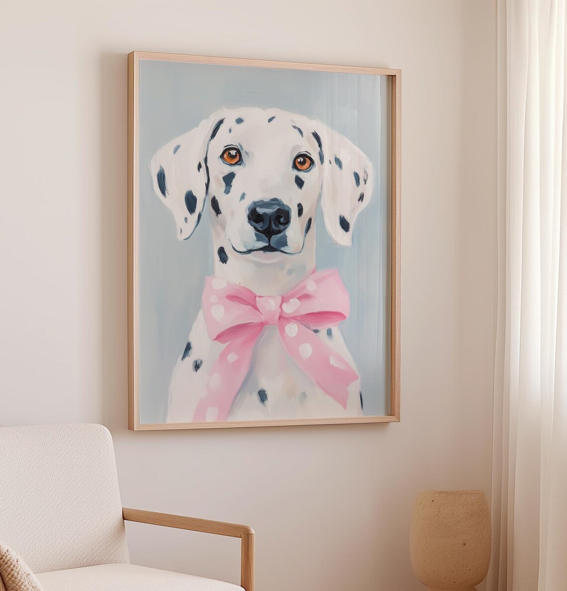 Dalmatian Dog Portrait With Pink Polka Dot Bow Tie Cute Poster - Image 2