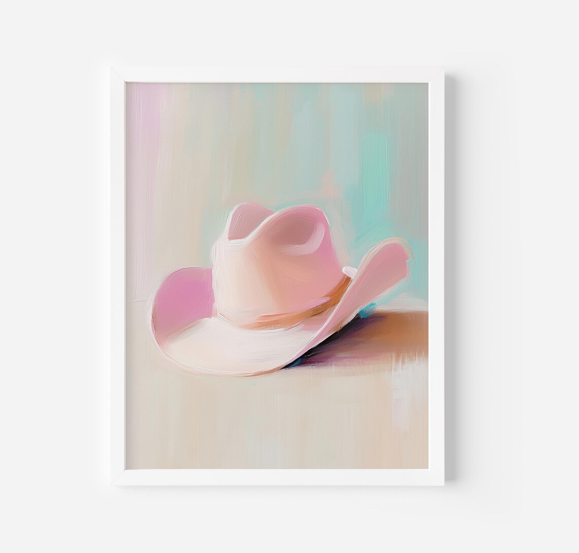 Pink Cowgirl Hat Retro Western Art Print