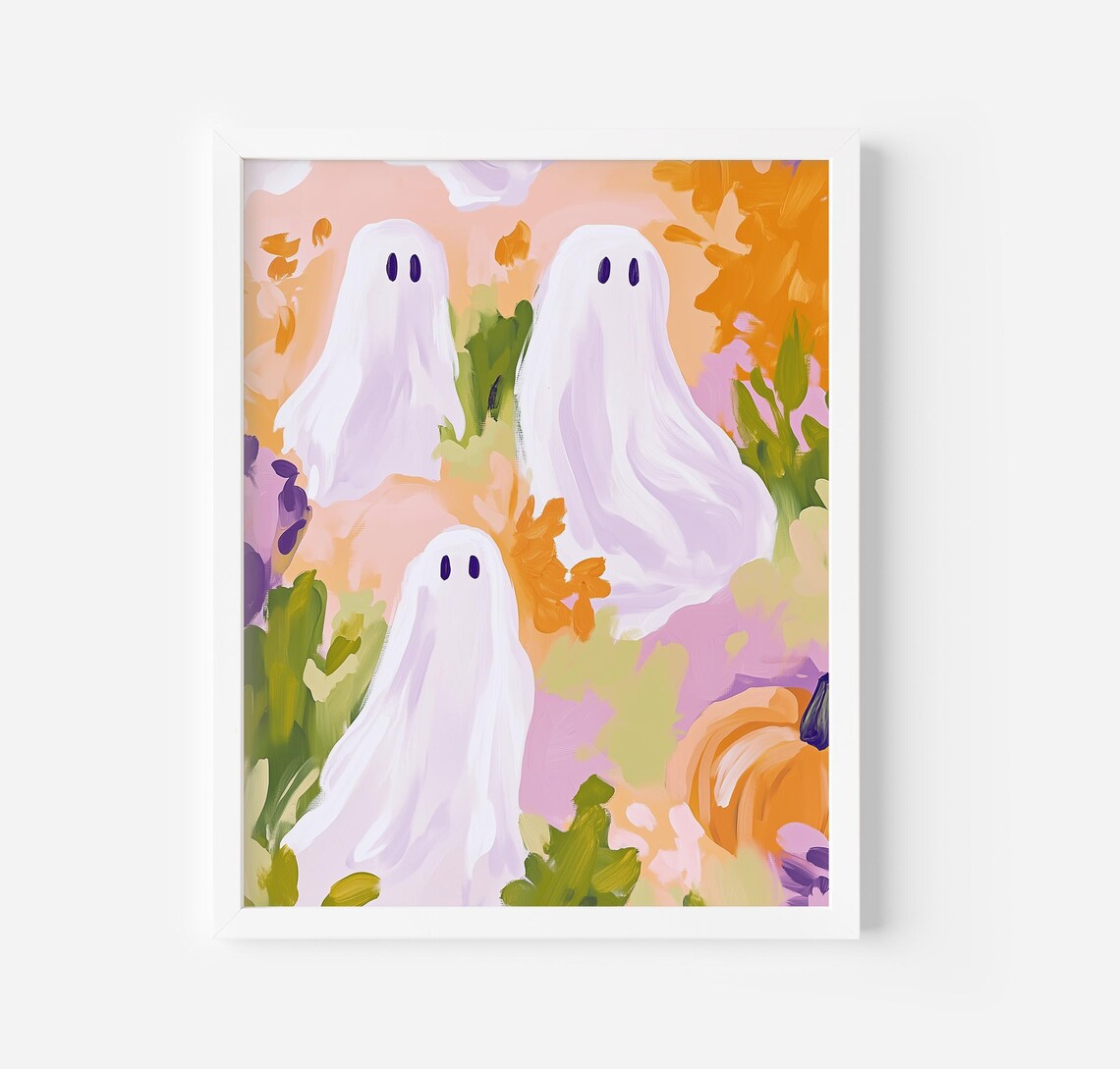 Playful Ghosts Pastel Halloween Art Print