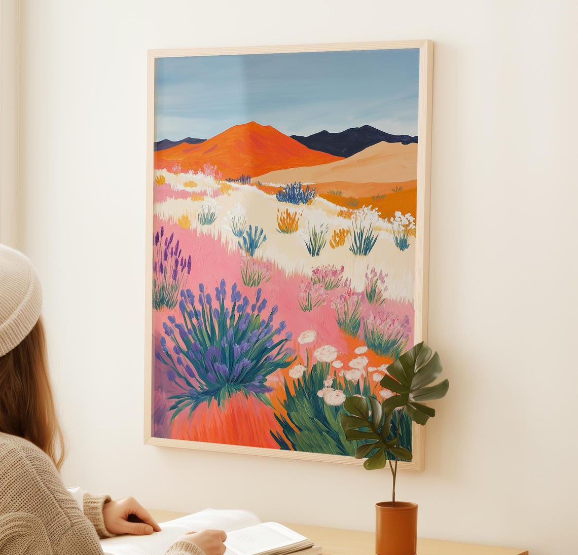 Desert Sunset Wildflower Bloom Orange Mountain Southwest Print Poster - Image 2