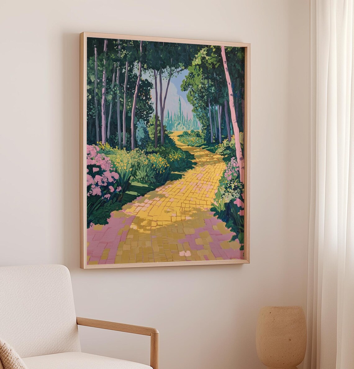 Yellow Brick Road Pastel Painting, Whimsical Art Print - Image 2