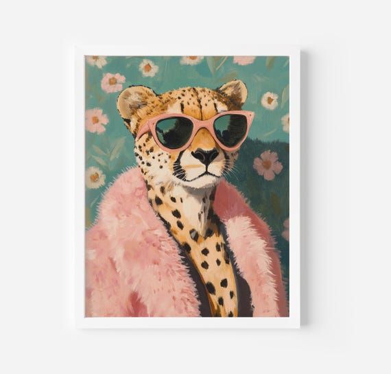 Luxury Cheetah Portrait Wall Art Regal Cheetah Bold Animal Decor Glamorous Wildlife Art Print Leopard Prints