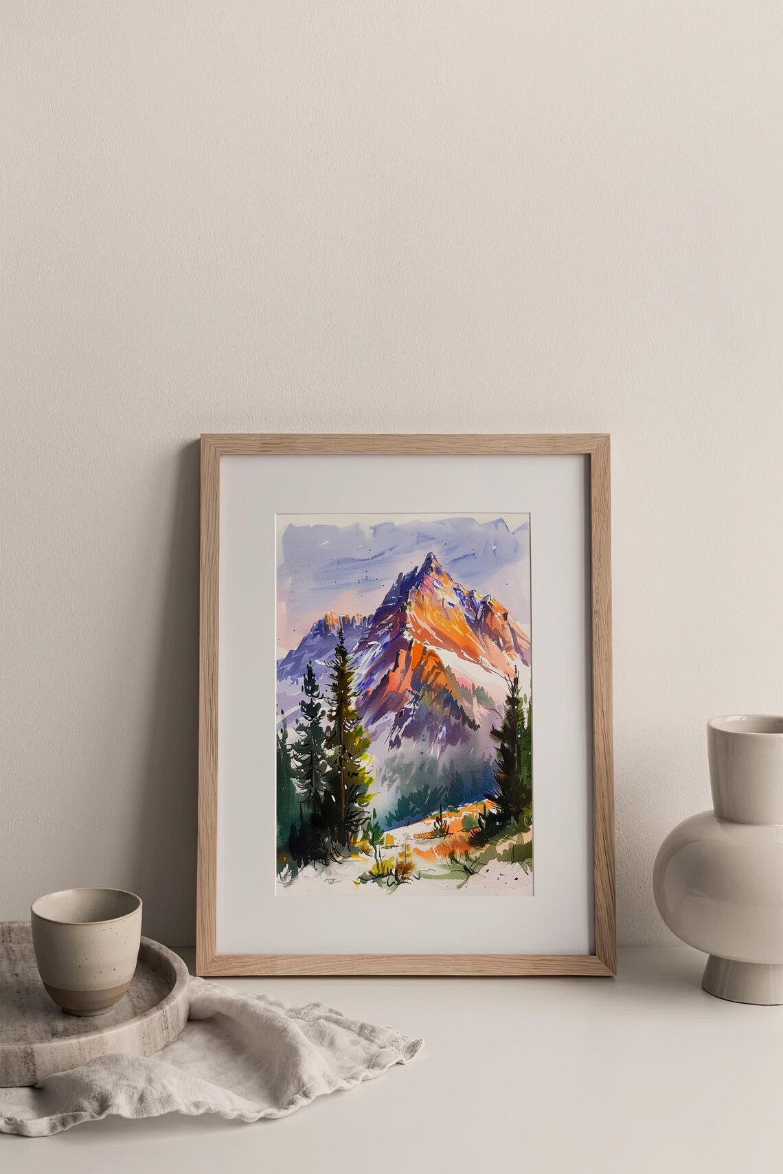 Rocky Mountains Watercolor Pine Trees Art Print - Image 3