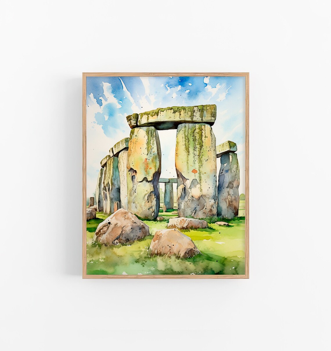 Stonehenge Watercolor Art Print, Wiltshire England