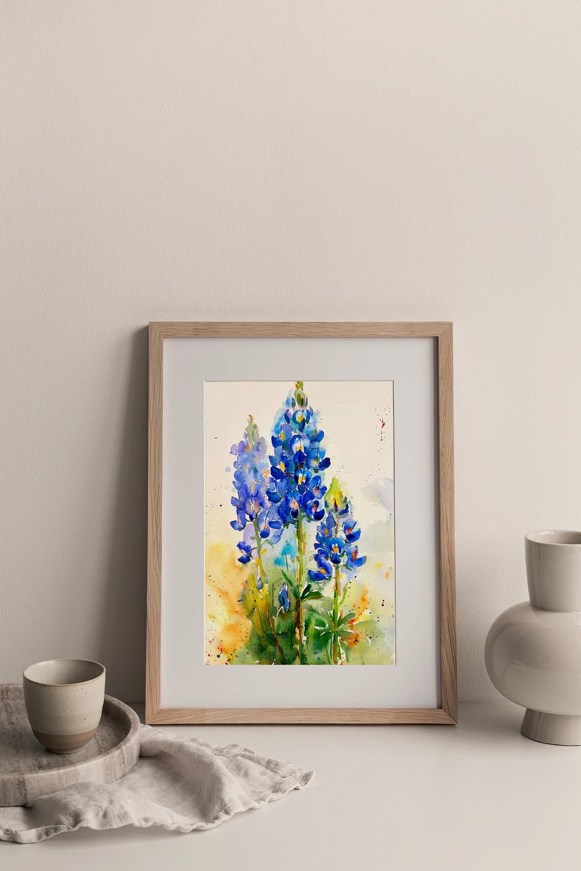 Bluebonnet Watercolor Art Print, Floral Decor - Image 3