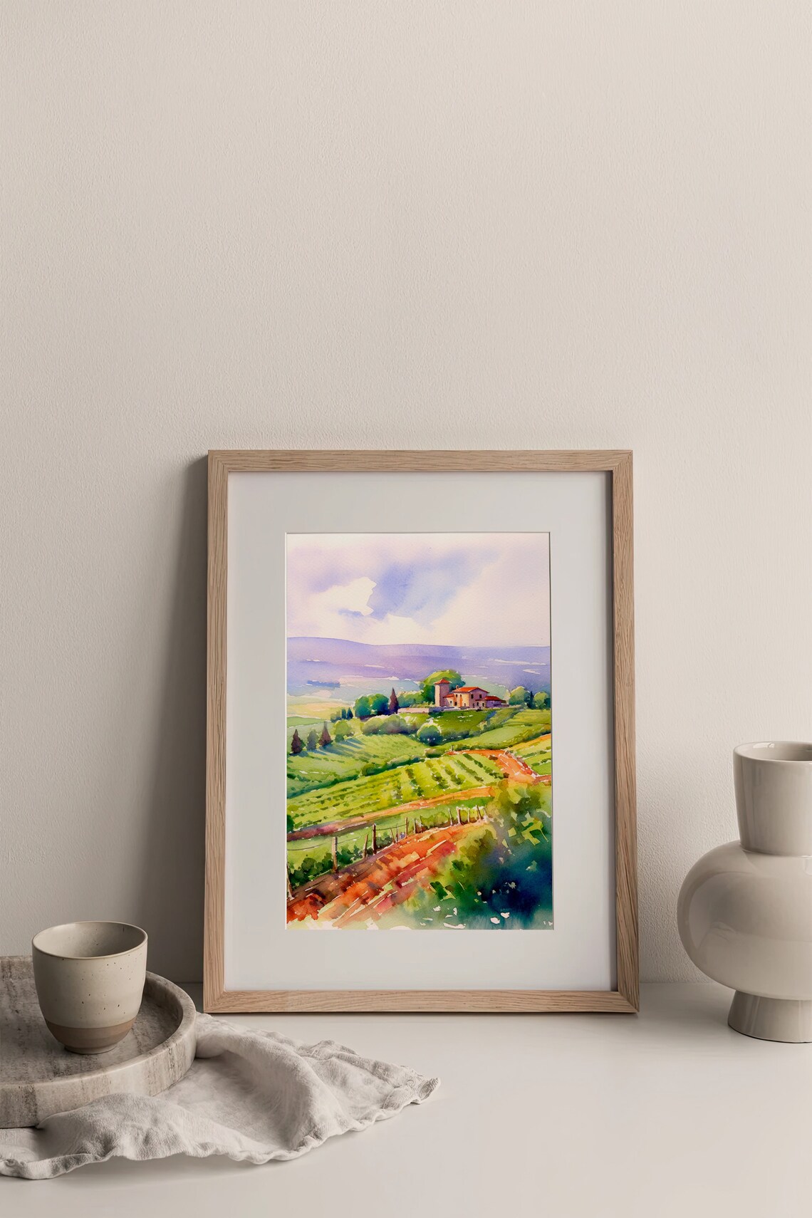 Chianti Watercolor Art Print, Tuscany Vineyard Landscape - Image 4