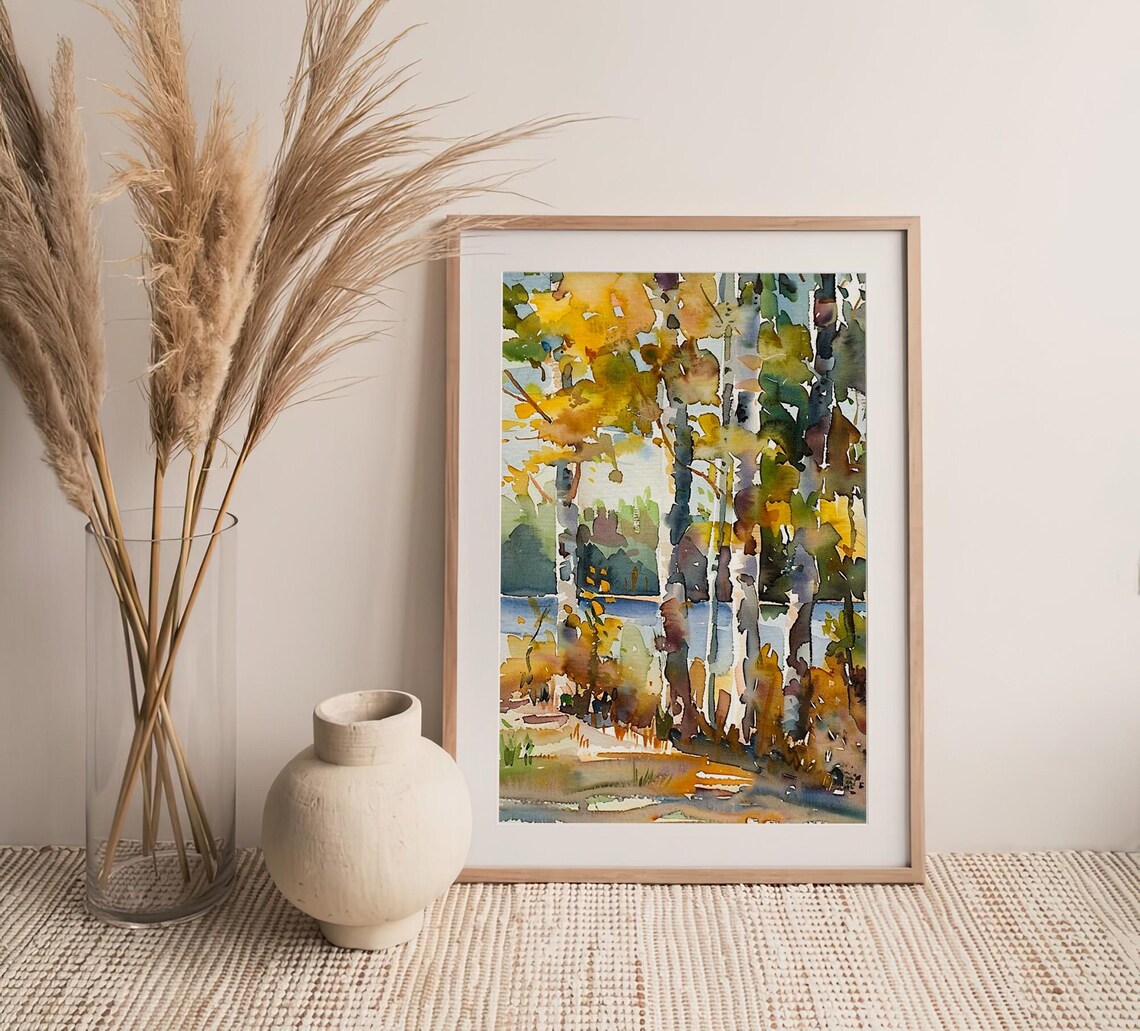 Birch Trees Watercolor Art Print, Aspen Forest - Image 4