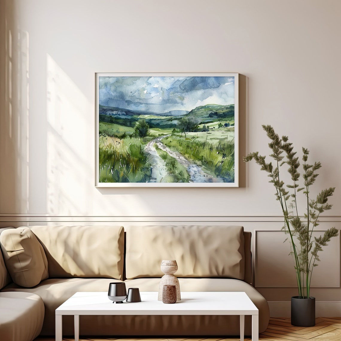 Wicklow Mountains Ireland Countryside Green Hills Watercolor Poster - Image 2