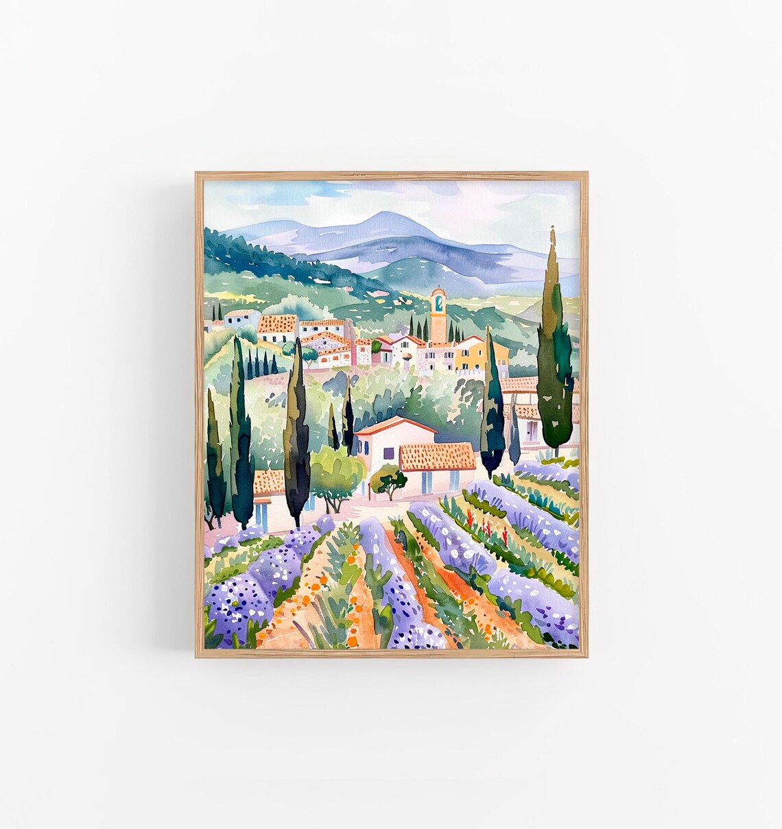 Provence Countryside Watercolor Art Print