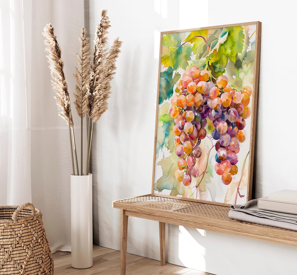 Grapes Watercolor Painting Napa Valley Art Print - Image 2