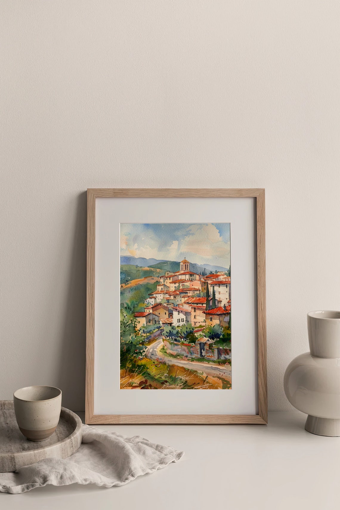 Tuscany Painting Vineyards Countryside Art Print Italian Landscape Watercolor Painting Travel Art Poster By Feelingprints - Image 4