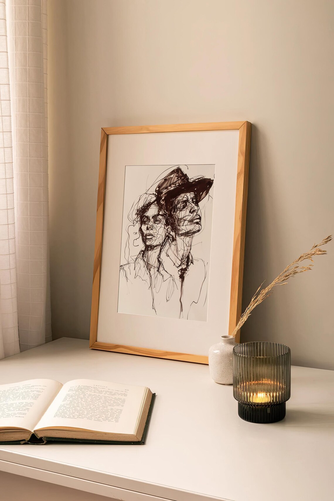 Men Portrait Sketch Watercolor Art Print - Image 2